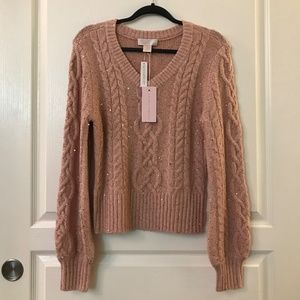 NWT Rachel Parcell Blush Sparkly Sequin Sweater